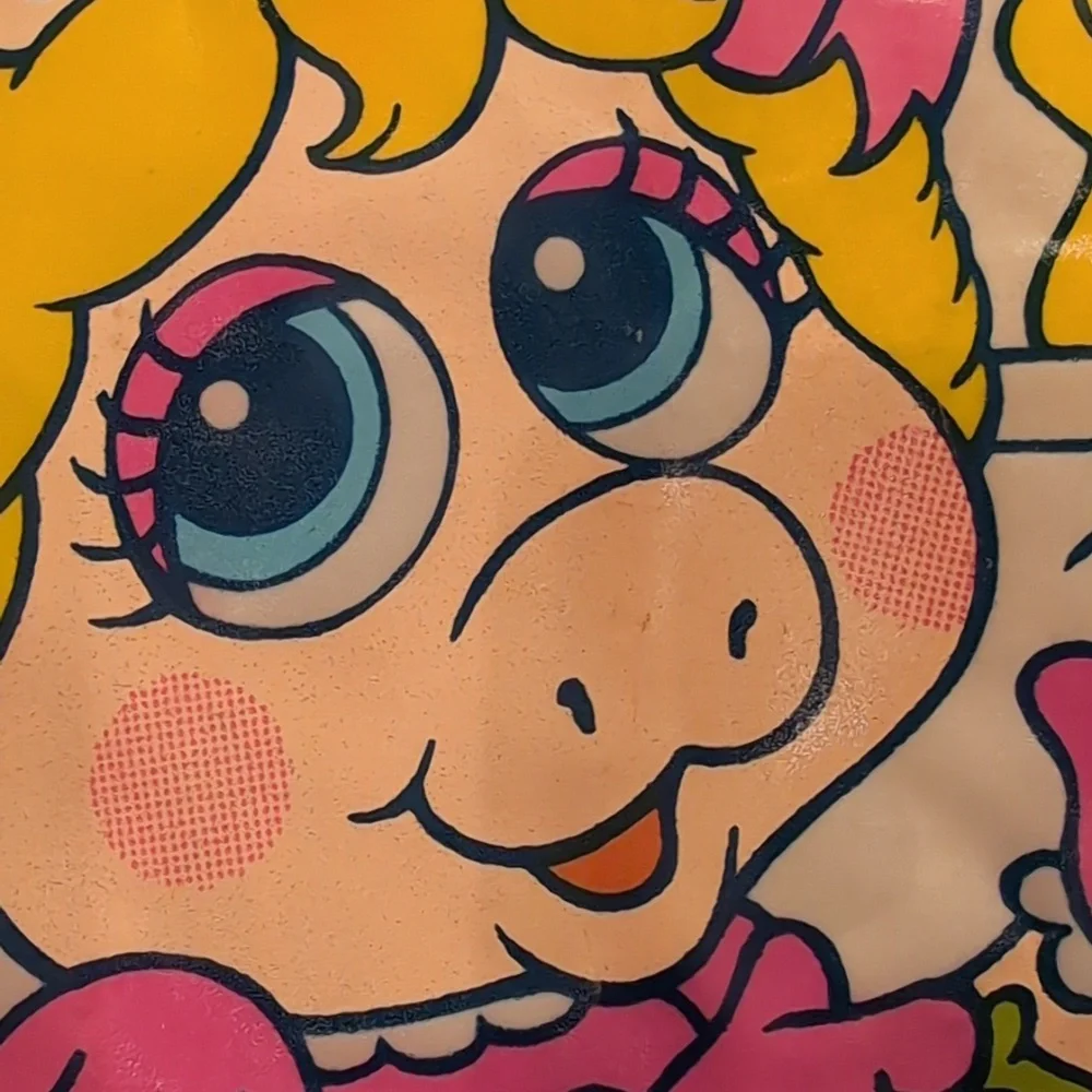 Vintage 1989 Vinyl Bib Miss Piggy And Kermit The Frog Arm Holes Food Catcher